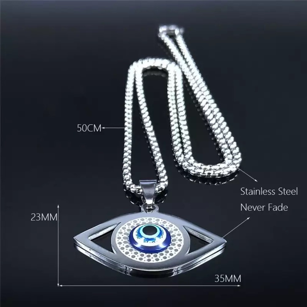 Unisex Stainless Steel Eye Pendant Necklace - Picture 7 of 7